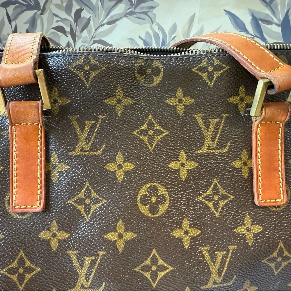 Louis Vuitton Brown Monogram Canvas Tote with Tan Leather Straps